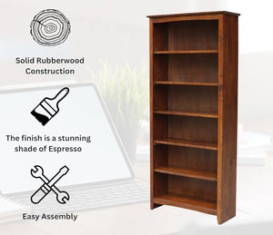 IC International Concepts Shaker Bookcase, 72-Inch