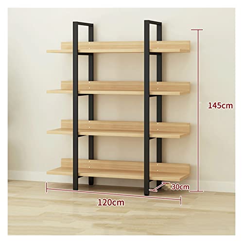 HARAY Multi-Layer Bookshelf Cabinet Display Rack - Steel & Wood Art Shelf