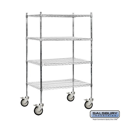 Salsbury Industries Mobile Wire Shelving Unit, 36-Inch Wide by 69-Inch High by 24-Inch Deep, Chrome