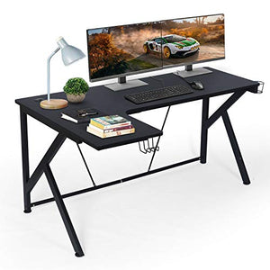 L Shaped Desk - 61” Black Corner Computer Table Desk for Home Office Study Writing Gaming PC Table Workstation, K Legs & 2 Monitors Design, Great Gift