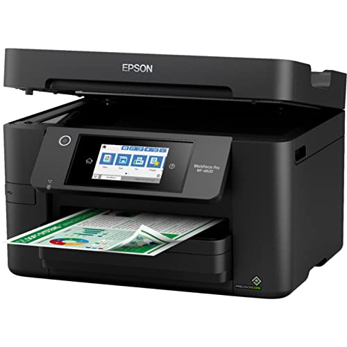 Epson Workforce Pro WF 4820 Wireless All-in-One Color Inkjet Printer, Black - Print Scan Copy Fax - 25 ppm, 4800 x 2400 dpi, 8.5 x 47.2, Auto 2-Sided Printing, 35-Sheet ADF, Bluetooth, Ethernet, USB