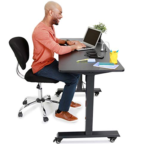 Stand Steady Tranzendesk Power | 55 Inch Electric Standing Desk with Built-In Charging | Height Adjustable Sit to Stand Desk | Electronic Standing Workstation with 1 AC Outlet & 2 USB Ports (55/Black)