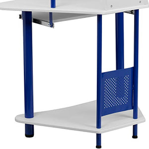 Flash Furniture Walker Blue Corner Computer Desk with Hutch