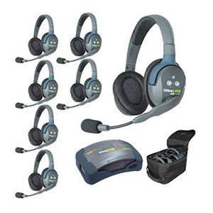 EARTEC HUB7D 7-Person Full Duplex Wireless Intercom with 7 Ultralite Double Ear Headsets