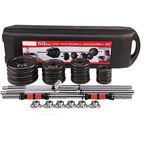 XINQITE 110 LBs Adjustable Dumbbells Barbell Weights Set with Bar, for Indoor Body Workout Fitness Beginners Friendly, Home Gym Lifting Dumbbells Strength Training Equipment (Black-110lbs)