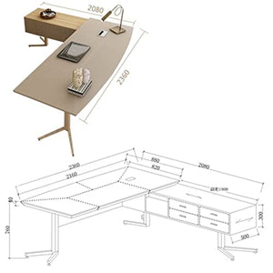 TAPIVA Executive Desk Veneer Boss Table Solid Wood - Cream Color
