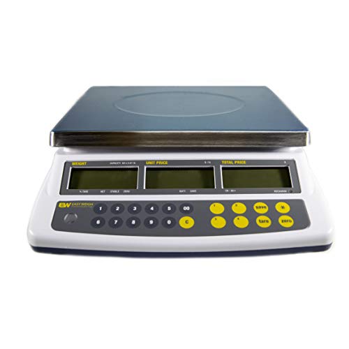 Easy Weigh CK-60 Digital Price Computing Scale Rechargeable Battery Operated, NTEP Approval Class III, LCD Display, Portable Compact, Stainless Steel Platter, (60 x 0.01lb)