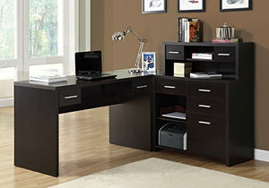 Monarch Specialties Hollow-Core L-Shaped Home Office Desk, Cappuccino