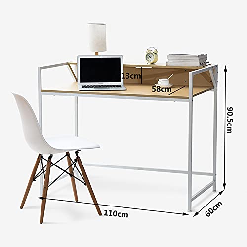 Computer Desk, 43.3 inch Home Office Workstation, Study Desk with Bookshelf, Modern Desk with Storage Shelves for Small Spaces