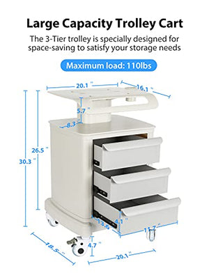 Rocita Mobile Ultrasound Cart with 3 Drawers - 110LBS Load