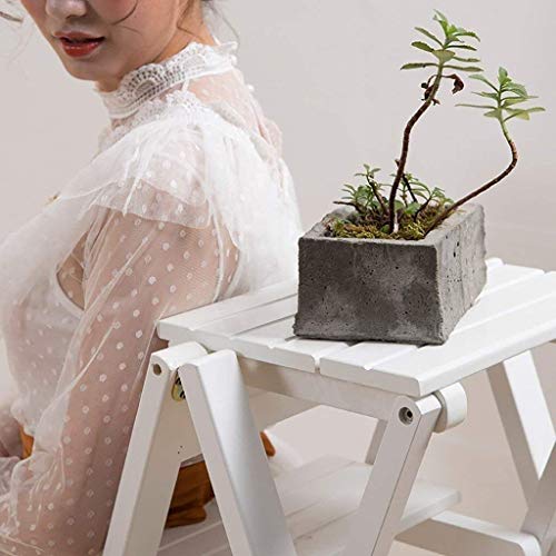 LUCEAE Wooden 3 Step Folding Ladder Stand - Portable Multi-Purpose Lightweight Non-Slip Step Stool