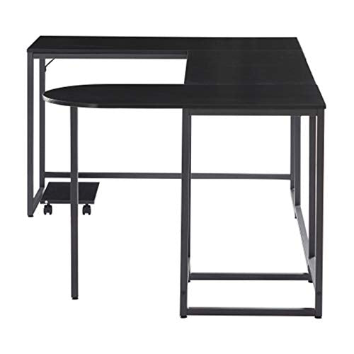 QWERTY Computer Desk, Industrial Corner Writing Desk with Stand, Gaming Table Workstation Desk for Home Office(Black) Study Writing Desk