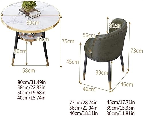 WEBERT Office Reception Room Club Table and Chair Set - Modern Design Minimalist Style Wooden Round Table - White - Set of 4