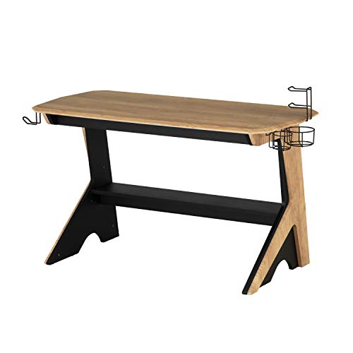 Techni Mobili Home Office Computer Writing Desk Workstation with Two Cupholders and a Headphone Hook-Pine