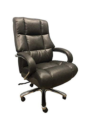 Big and Tall Comfort Executive Office Chair, Bonded Leather, Chrome arms with Extra Thick Padding. Heavy Duty Swivel and tilt, Supports up to 500 pounds Body Weight (Grey)
