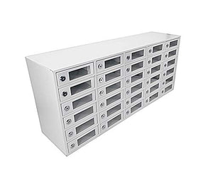 FixtureDisplays 30-Slot Cell Phone Storage Station Lockers with Clear Window and Mail Slot - No Charging Capability