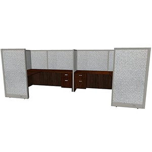 G GOF 2 Person Separate Workstation Cubicle (5'D x 12'W x 4'H) - Mahogany Office Partition
