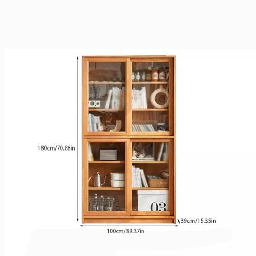 GUERNSEY Cherry Wood Standing Bookshelf Cabinet Storage Rack