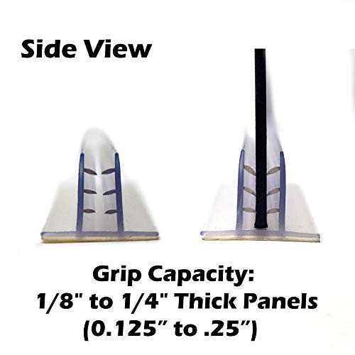 6" L Self Adhesive Sneeze Guard Holder to Fasten & Line Up Plexiglass Panels & Acrylic Sheets from 1/8" to 1/4" Thick, 100 Pack