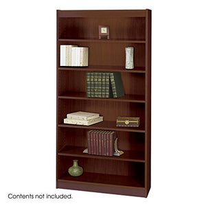 Safco Products 1505MHC Square-Edge Bookcase, 6 Shelf, Mahogany