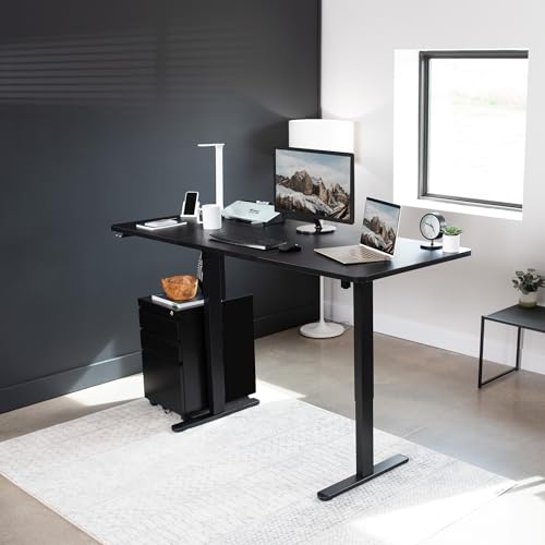 VIVO Electric Height Adjustable Stand Up Desk 71x30 - Black Table Top, Black Frame