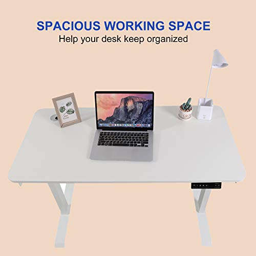 Amposei Electric Standing Desk Height Adjustable Sit Stand Desk, 48 x 24 Inches Stand Up Home Office Workstation Computer Tabletop with 4 Memory Buttons - White