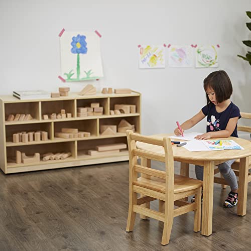 ECR4Kids-ELR-17202 Birch 9-Cubby School Classroom Block Storage Cabinet with Casters, Natural, 48" W