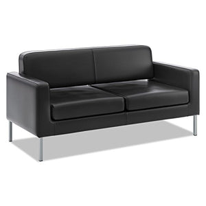 Basyx VL888SB11 VL888 Series Reception Seating Sofa, 67 x 28 x 30 1/2, Black SofThreadTM Leather
