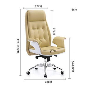 FMOGE Office Desk Chair Simple Boss Chair Office Chair, Leather Conference Computer Chair, Ergonomic Desk Chair, Liftable Reclining Home Chair (Color : Genuine Leather-Black)