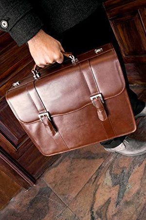 McKlein, V Series, FLOURNOY, Top Grain Cowhide Leather, 15" Leather Double Compartment Laptop Briefcase, Brown (85954)