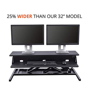 Stand Up Desk Store Power Pro Electric Adjustable Height Two Tier Standing Desk Converter (Black, 42" Wide)