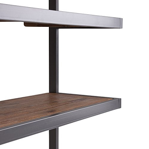 Simpli Home AXCERN-12 Erina Solid Acacia Wood and Metal 66 inch x 36 inch  Modern Industrial Bookcase in Rustic Natural Aged Brown