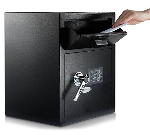 AdirOffice Digital Depository Safe - Front Loading - Digital Keypad Lock - Lockout Mode (Black)