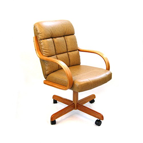 Furnish Theory Ashtyn Swivel Tilt Caster Dining Arm Chair - Buff Bonded Leatherette - 1 Chair