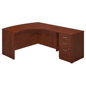 Bush Business Furniture Series C Elite 60W x 43D Right Hand L Desk with Return and 3 Drawer Pedestal in Hansen Cherry
