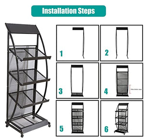 IxapA Commercial Magazine Racks Holder Floor-Standing - Black