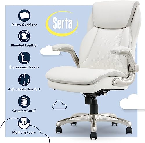 Generic Ergonomic High-Back Executive Chair, White Bonded Leather