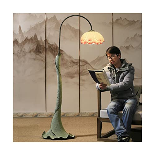 VejiA Chinese Lotus Floor Lamp - Vintage Resin Standing Reading Light