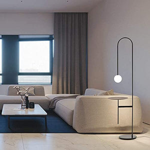 VejiA Standing Light Floor Lamp with Table White Glass Lampshade - Marble Base Reading Lamp