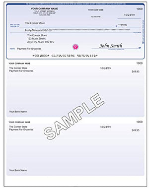 Checks for Less Business Checks, Laser Voucher Checks with Lines, Top Check Format w/Two Vouchers – QuickBooks Compatible Checks, Business Laser Checks or Inkjet (Classic Blue, Quantity 3,000)