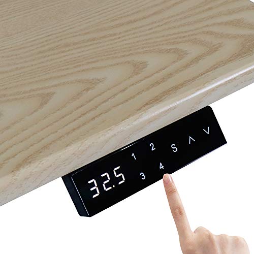 UNICOO - Electric Height Adjustable Standing Desk, Standing Workstation Home Office Sit Stand Up Desk with 4 Pre-Set Memory Display Controller (Light Oak Top/White Legs-Electric-KT1001)
