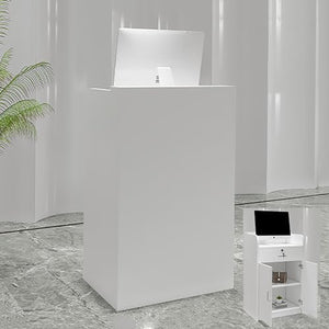 WFCCDM Modern Retail Counter with Drawers, Reception Desk, Wooden Computer Desk, Front Desk for Home Office Salon Spas