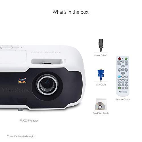 ViewSonic PA502S 3500 Lumens High Brightness SVGA Projector for Home and Office with HDMI and Optical Zoom