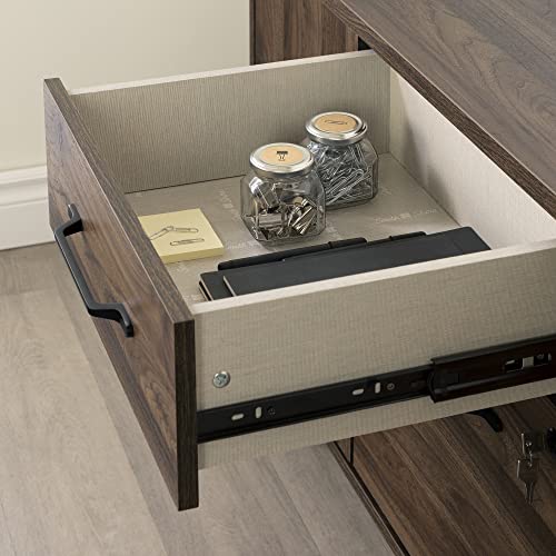 South Shore Helsy 2-Drawer Credenza with Doors, Natural Walnut