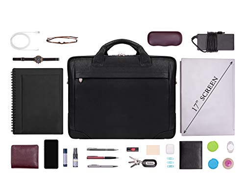 McKleinUSA S Series, Bridgeport, Pebble Grain Calfskin Leather, 17" Large Leather Laptop & Tablet Briefcase, Black (15475)