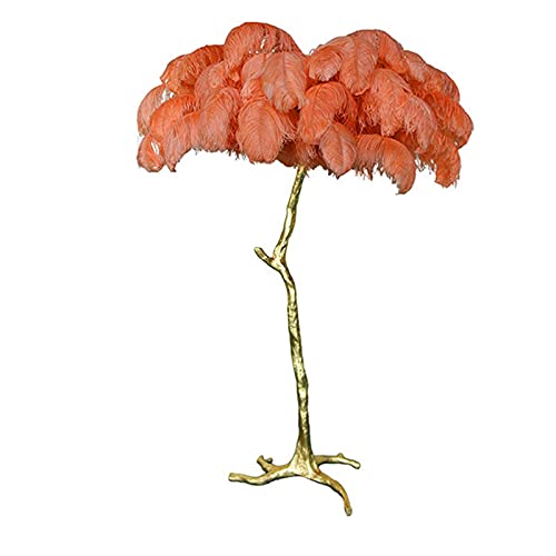 RAZZUM LED Floor Lamp Feather Gold Copper Brass Resin for Living Room Home Decor - Table Lamp 80cm - Gris