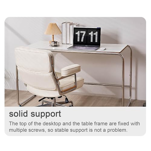 SUBVERS Modern Simple Computer Desk with Stainless Steel Table Stand - White (130x65x75cm)