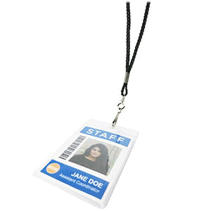 ID Badge Holder with Black Lanyard Bundle (50 pack)