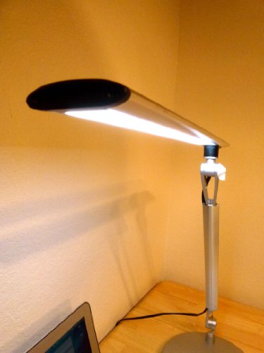 Lightwell S450 by Lumiy - Ultra Bright LED Light Panel Desk Lamp (Titanium Silver with Clamp)