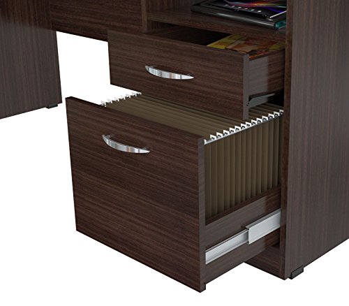 Inval America Curved Top Desk, Espresso-Wenge/Silver